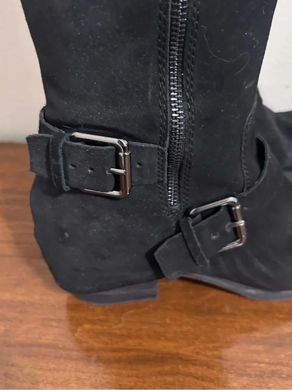 Donald J. Pliner Black Suede Over-the-Knee Boots with Buckle